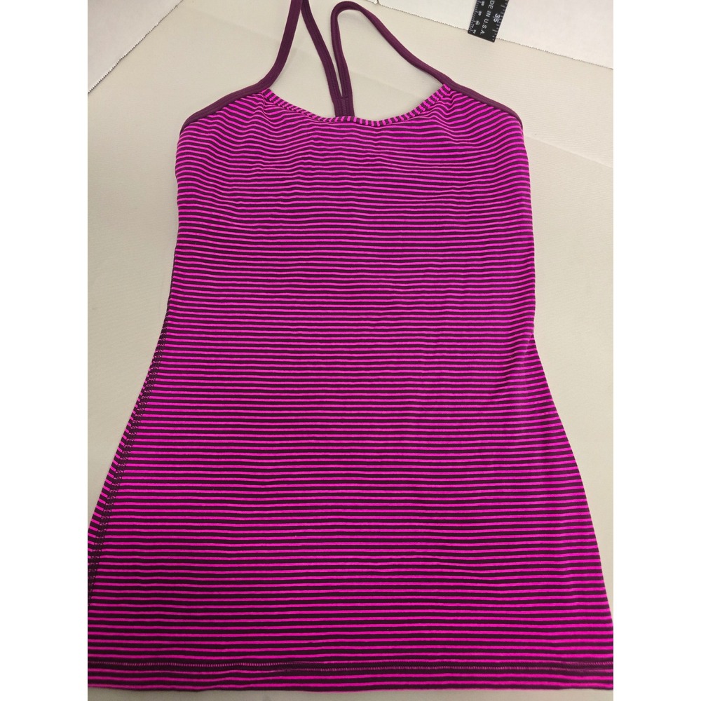 LuluLemon Tnk Top with Bralette Pink Striped Workout Running